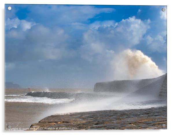 Storm Ciarán at Lyme Regis November 2023 Acrylic by Susie Peek