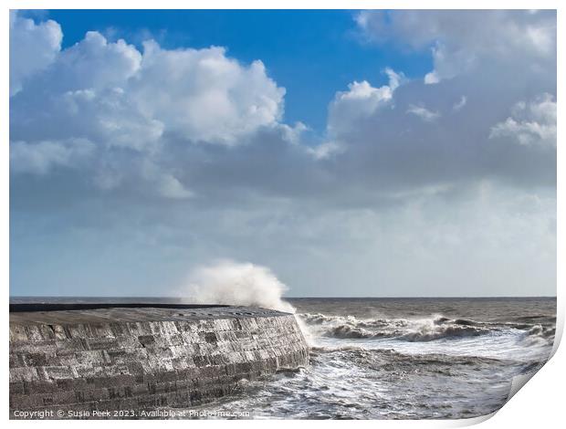 Storm Ciarán at Lyme Regis November 2023 Print by Susie Peek