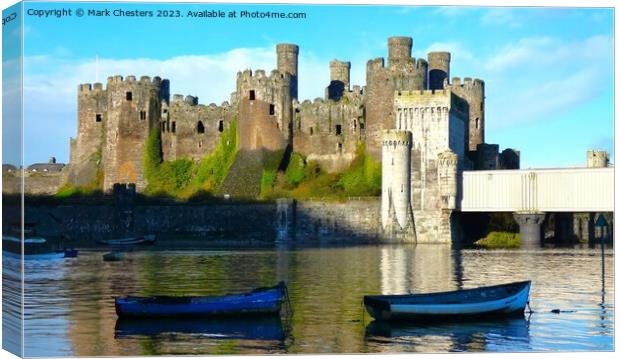 Conwy Castle and boats Canvas Print by Mark Chesters