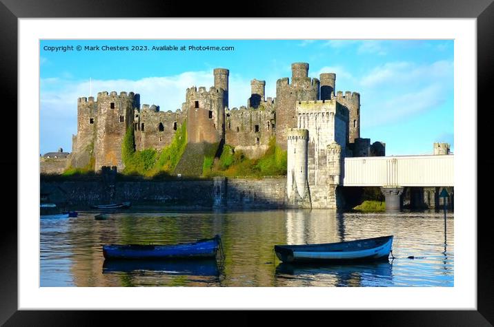 Conwy Castle and boats Framed Mounted Print by Mark Chesters