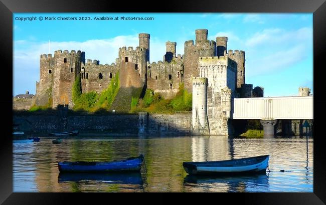 Conwy Castle and boats Framed Print by Mark Chesters