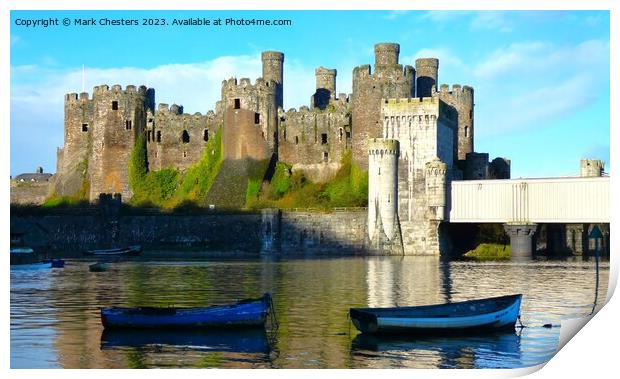 Conwy Castle and boats Print by Mark Chesters