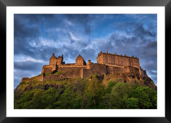 Edinburgh Castle At Sunset In Edinburgh Framed Mounted Print by Artur Bogacki