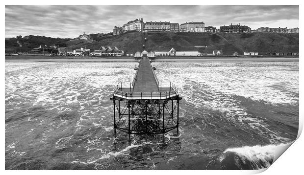 Saltburn Pier Black and White: North Sea Waves Print by Tim Hill