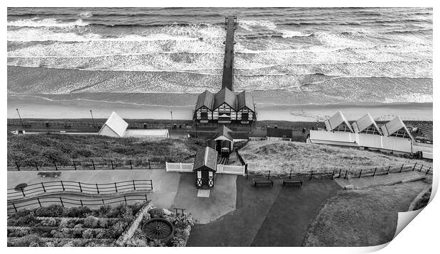 Saltburn by the Sea: Black and White Print by Tim Hill