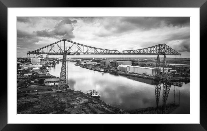 Tees Transporter Bridge Black and White Framed Mounted Print by Tim Hill