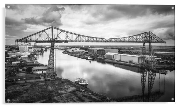 Tees Transporter Bridge Black and White Acrylic by Tim Hill