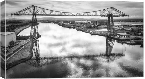 Tees Transporter Bridge Black and White Canvas Print by Tim Hill