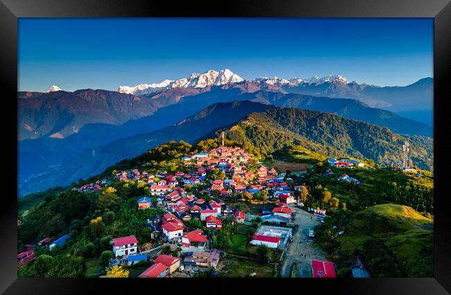 Aerial view of Ghalegaun village Framed Print by Ambir Tolang