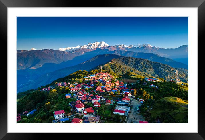 Aerial view of Ghalegaun village Framed Mounted Print by Ambir Tolang