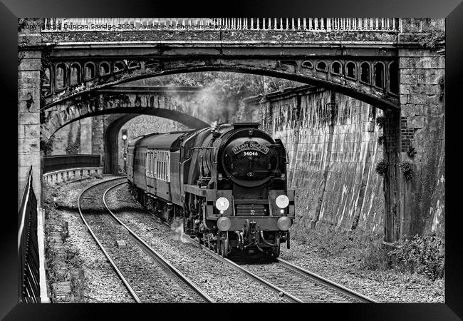 Black and white steam train in Sydney Gardens Bath Framed Print by Duncan Savidge
