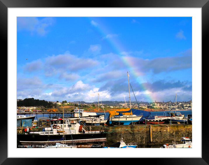 Rainbow over the Bay Framed Mounted Print by Stephen Hamer