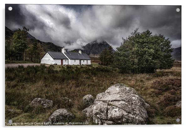 Black rock cottage Scotland 980 Acrylic by PHILIP CHALK