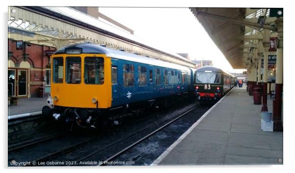 Diesel Railcars, Bury Acrylic by Lee Osborne