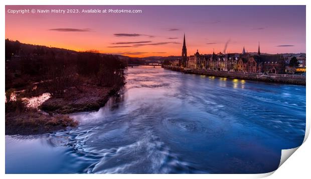 Sunrise over the Tay at Perth Print by Navin Mistry