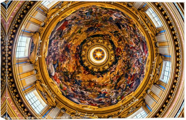 Saint Agnese In Agone Church Basilica Dome Rome Italy  Canvas Print by William Perry