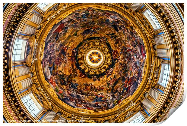 Saint Agnese In Agone Church Basilica Dome Rome Italy  Print by William Perry