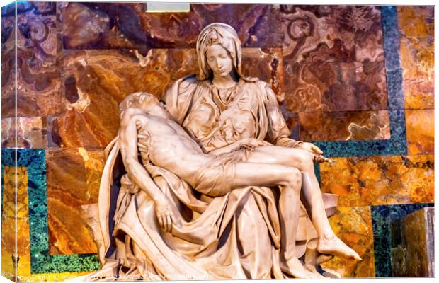 Michelangelo's Pieta Saint Peter's Vatican Rome Italy Canvas Print by William Perry
