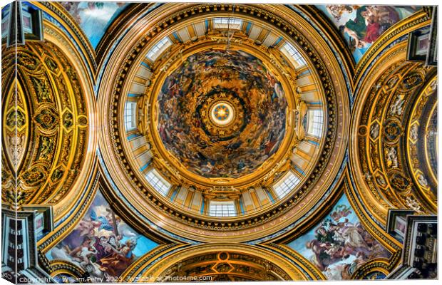 Saint Agnese In Agone Church Basilica Dome Rome Italy  Canvas Print by William Perry