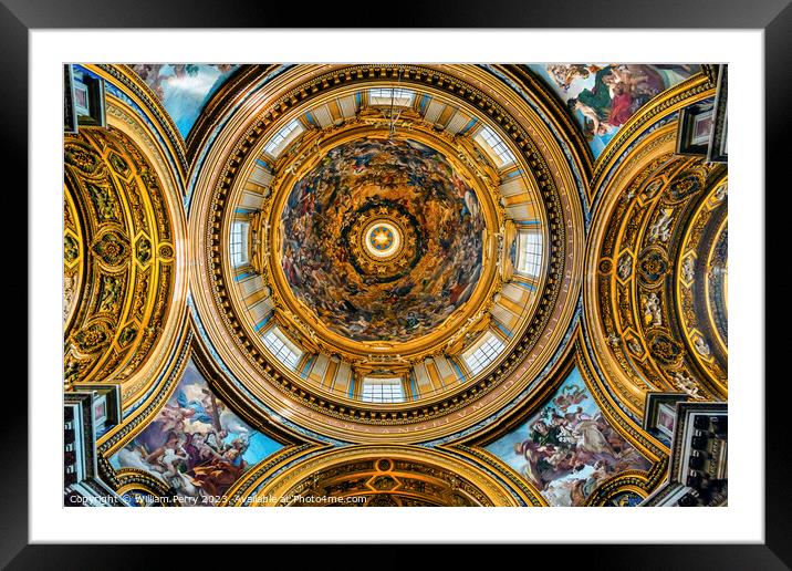 Saint Agnese In Agone Church Basilica Dome Rome Italy  Framed Mounted Print by William Perry