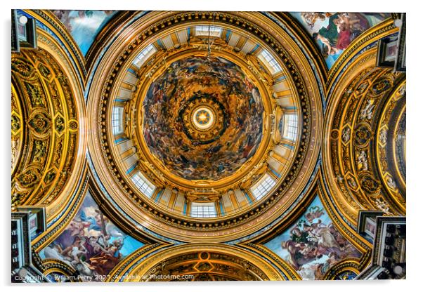 Saint Agnese In Agone Church Basilica Dome Rome Italy  Acrylic by William Perry