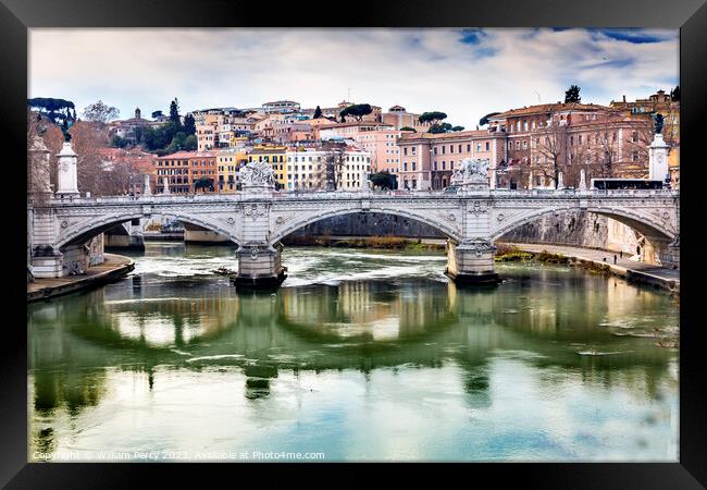 Tiber River Ponte Bridge Vittorio Emanuele III Rome Italy  Framed Print by William Perry