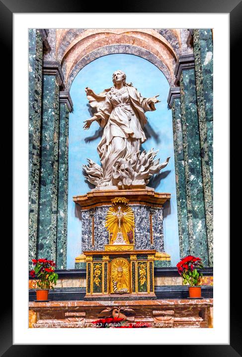Saint Agnese In Agone Church Basilica Statue Rome Italy  Framed Mounted Print by William Perry