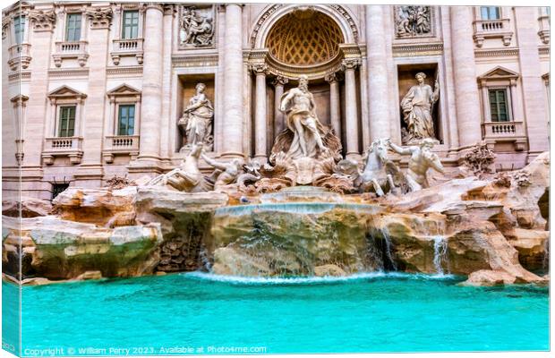 Neptune Nymphs Statues Trevi Fountain Rome Italy  Canvas Print by William Perry