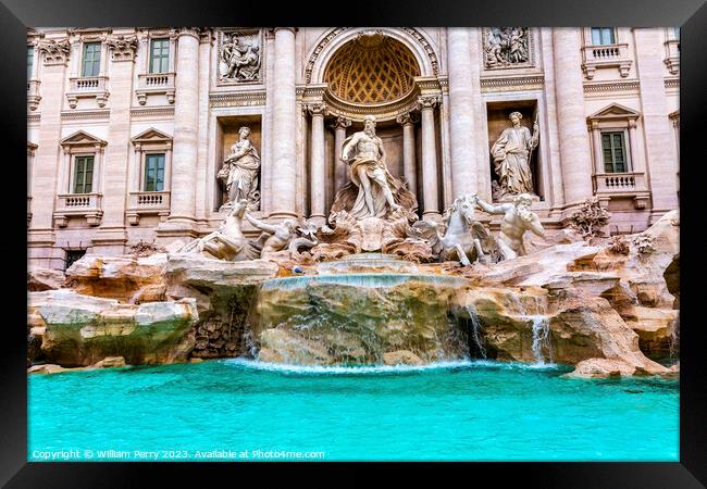 Neptune Nymphs Statues Trevi Fountain Rome Italy  Framed Print by William Perry