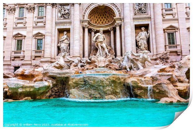 Neptune Nymphs Statues Trevi Fountain Rome Italy  Print by William Perry