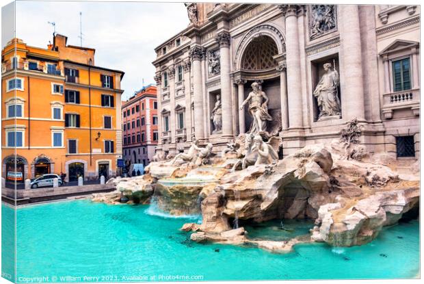 Neptune Nymphs Statues Trevi Fountain Rome Italy  Canvas Print by William Perry