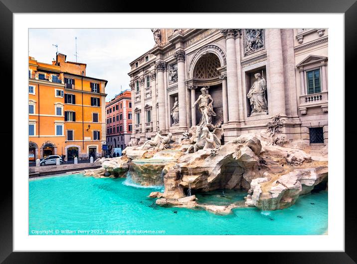 Neptune Nymphs Statues Trevi Fountain Rome Italy  Framed Mounted Print by William Perry