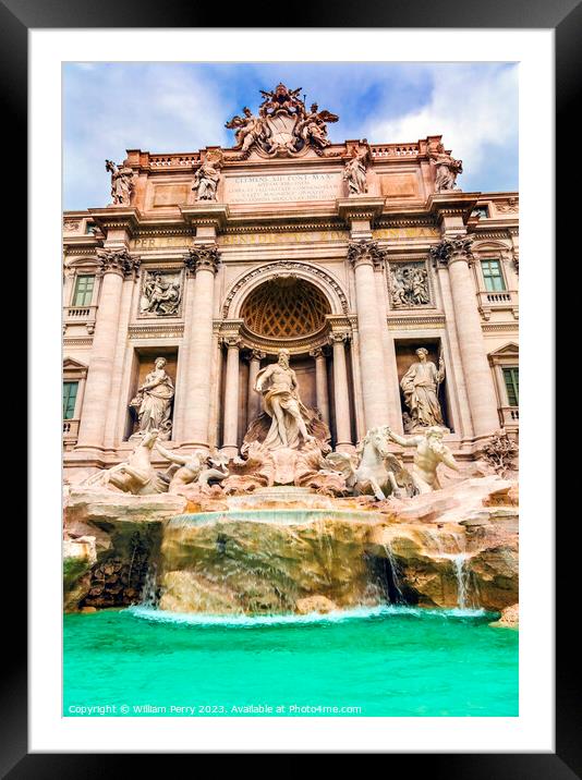 Neptune Nymphs Statues Trevi Fountain Rome Italy  Framed Mounted Print by William Perry