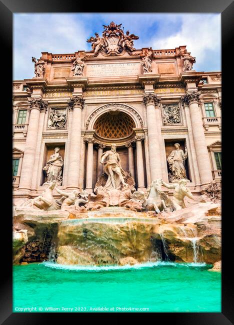 Neptune Nymphs Statues Trevi Fountain Rome Italy  Framed Print by William Perry