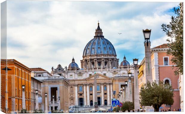 Street View Saint Peter's Basilica Vatican Rome Italy  Canvas Print by William Perry