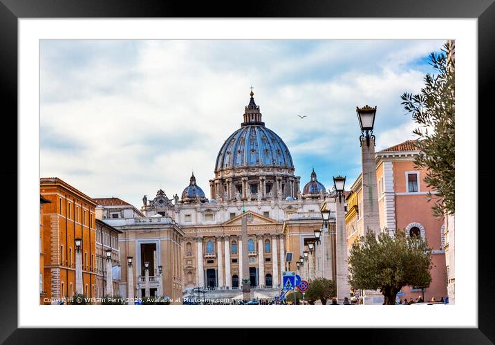 Street View Saint Peter's Basilica Vatican Rome Italy  Framed Mounted Print by William Perry