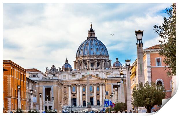 Street View Saint Peter's Basilica Vatican Rome Italy  Print by William Perry