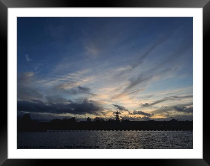 River silhouette sunset Framed Mounted Print by Charles Powell