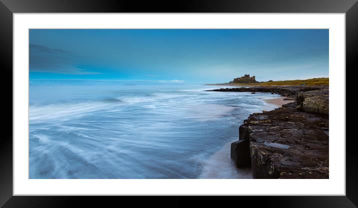 High Tide At Bamburgh Castle Framed Mounted Print by Phil Durkin DPAGB BPE4