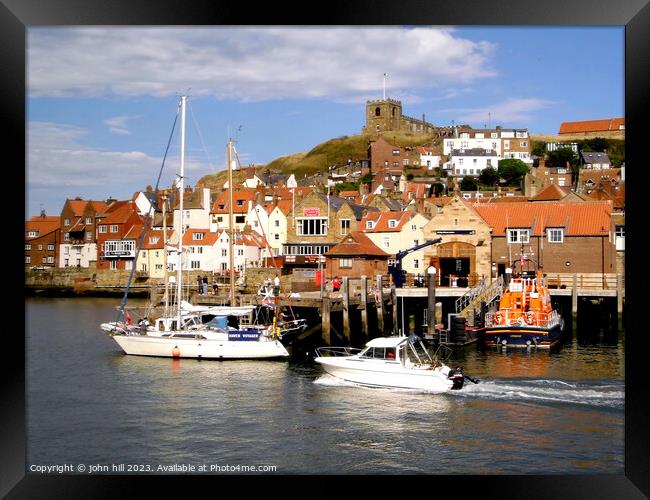 Old Whitby from across the river Framed Print by john hill