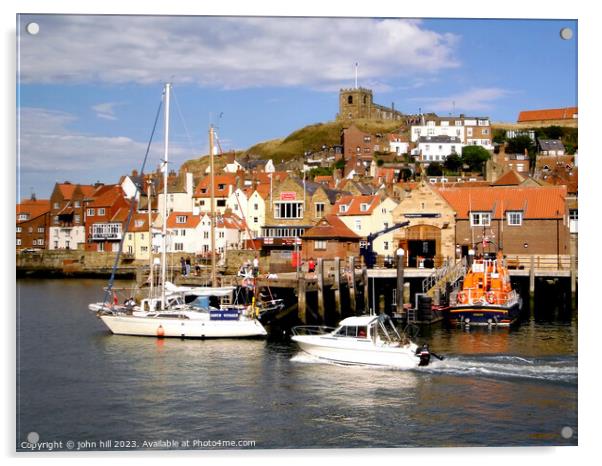 Old Whitby from across the river Acrylic by john hill