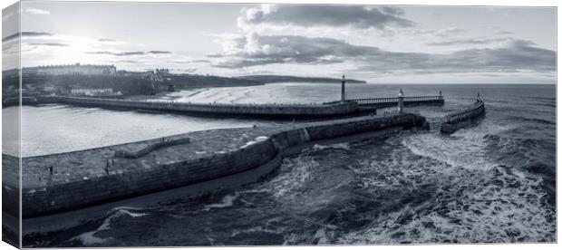 Whitby Black and White Canvas Print by Apollo Aerial Photography