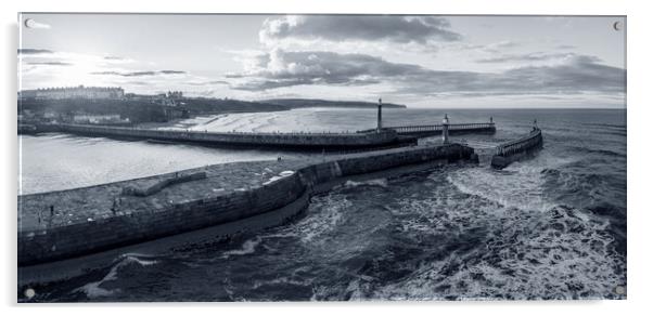 Whitby Black and White Acrylic by Apollo Aerial Photography