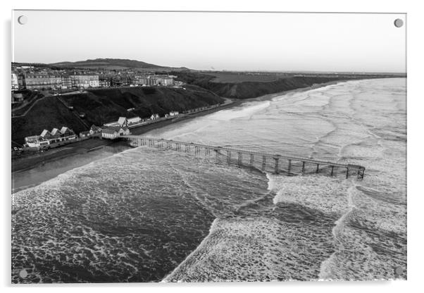 Saltburn Black and White Acrylic by Apollo Aerial Photography