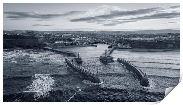 Whitby Black and White Print by Apollo Aerial Photography