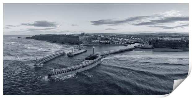 Whitby Black and White Print by Apollo Aerial Photography