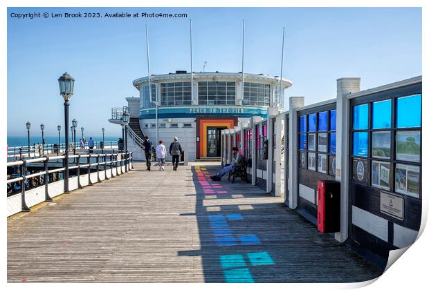 Perch on the Pier Print by Len Brook