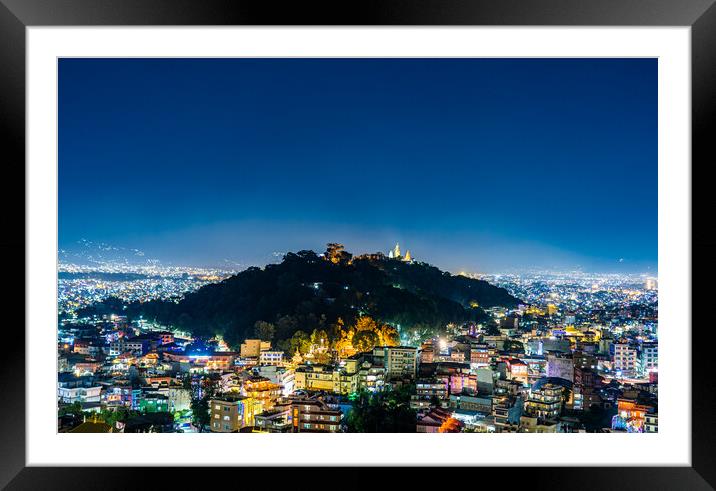 Night view of kathmandu city Framed Mounted Print by Ambir Tolang