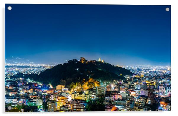 Night view of kathmandu city Acrylic by Ambir Tolang