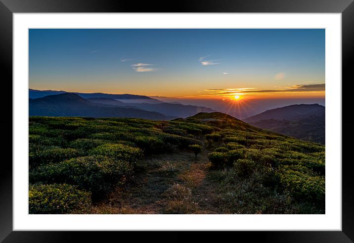 Landscpae view of sunrise over the Mountain  Framed Mounted Print by Ambir Tolang